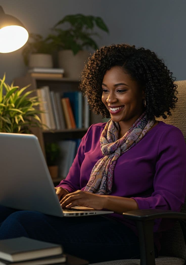 Professional woman working on laptop