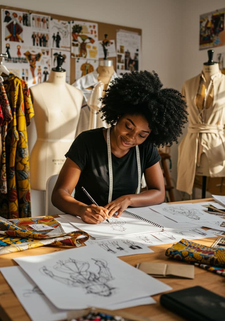 Entrepreneur working on fashion designs